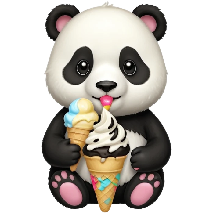 Panda eating ice cream emoji