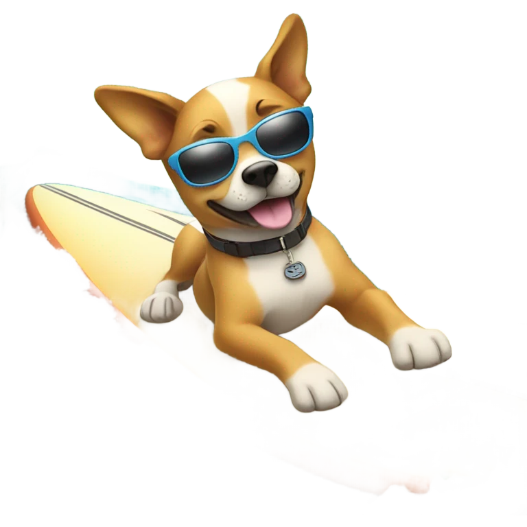 Dog surfing with sun glasses  emoji