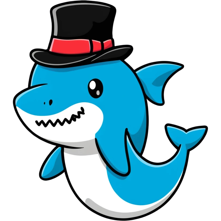 Shark with a top hat emoji