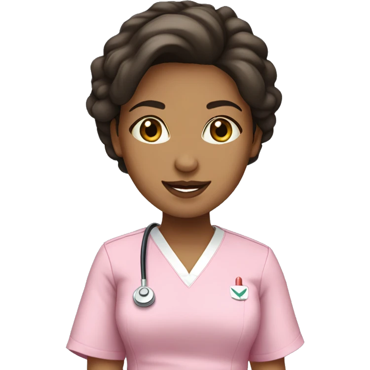 Pretty brunette nurse in pink scrubs emoji
