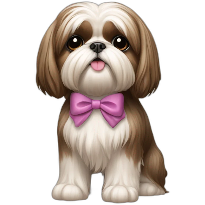 Dog Shih Tzu with a bow on his head full-body emoji