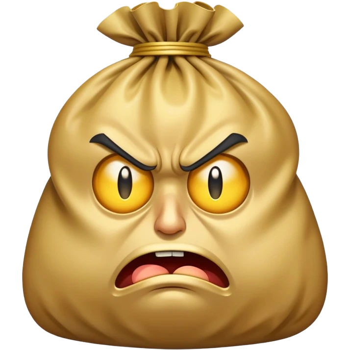 angry bag of money with furrowed brows and frown emoji