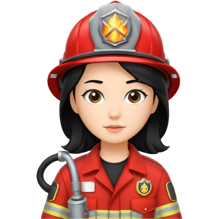 girl fireman with black hair emoji