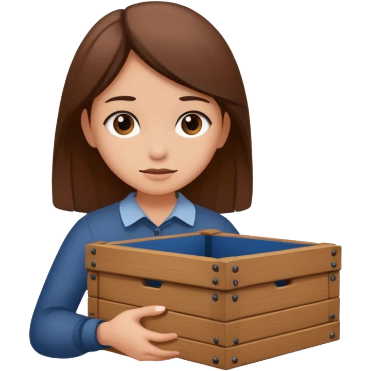 generate me a girl lifting a box that is filled with discrimination emoji