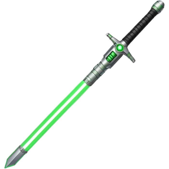 lightsaber with glowing green blade and simple hilt emoji