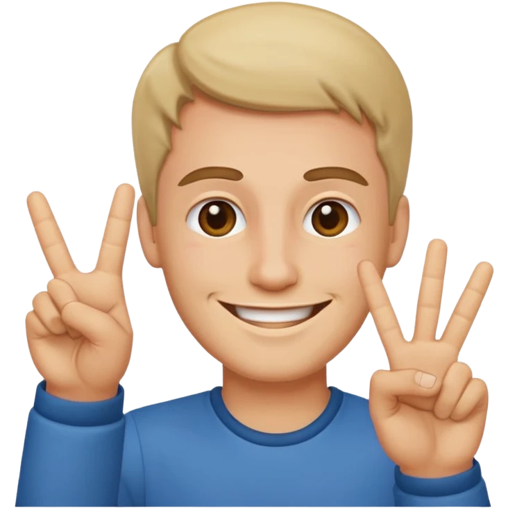caucasian man making a peace sign, emoji style emoji