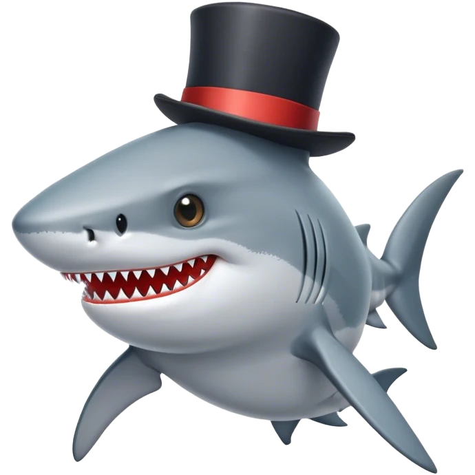 Shark with a top hat emoji