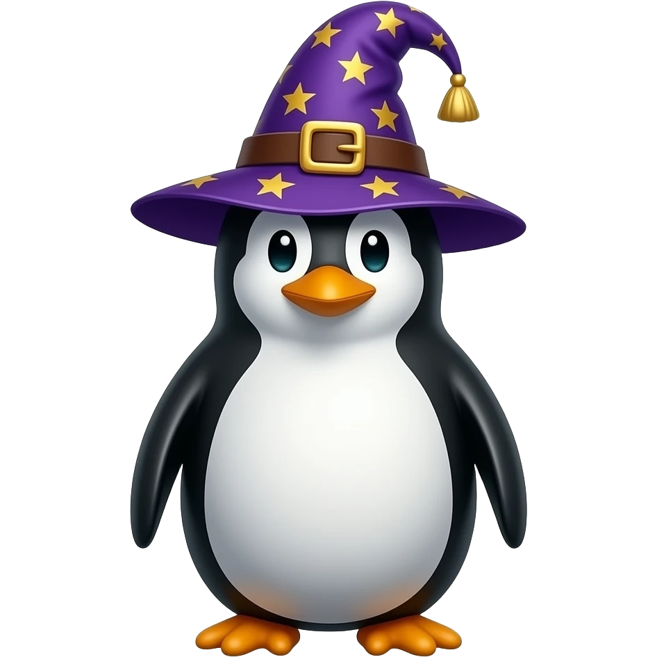 Pingüino con sombrero de mago emoji