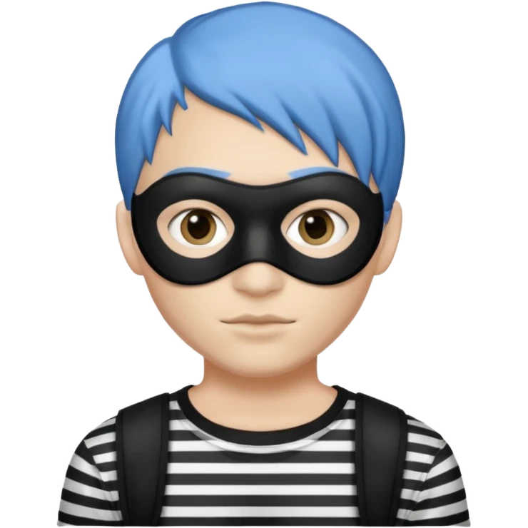 blue haired criminal with robber mask emoji