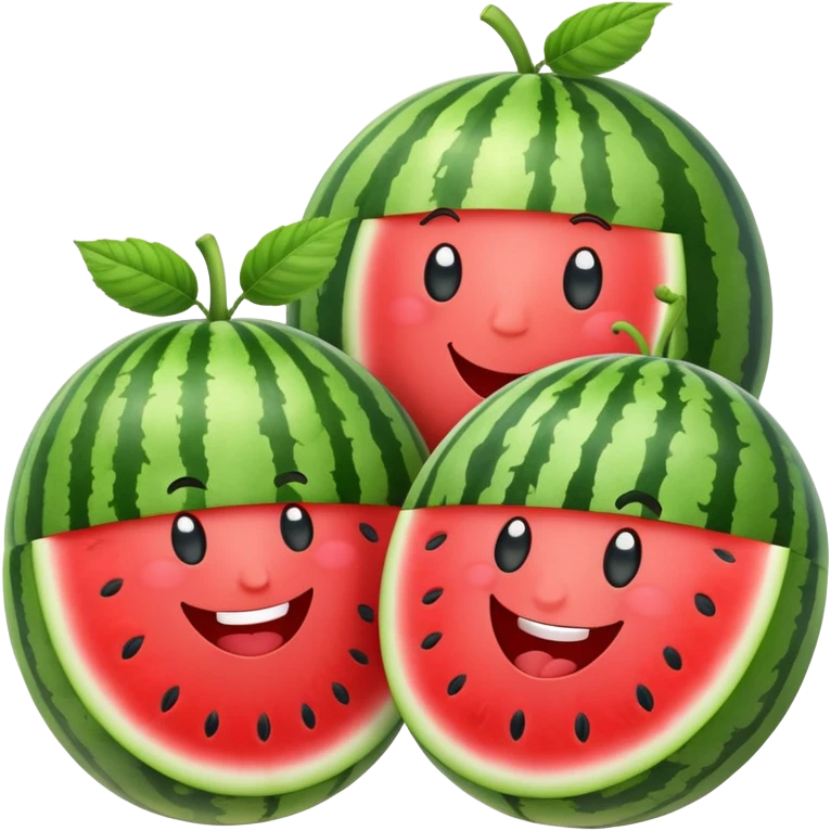 Two watermelons saying I love you emoji