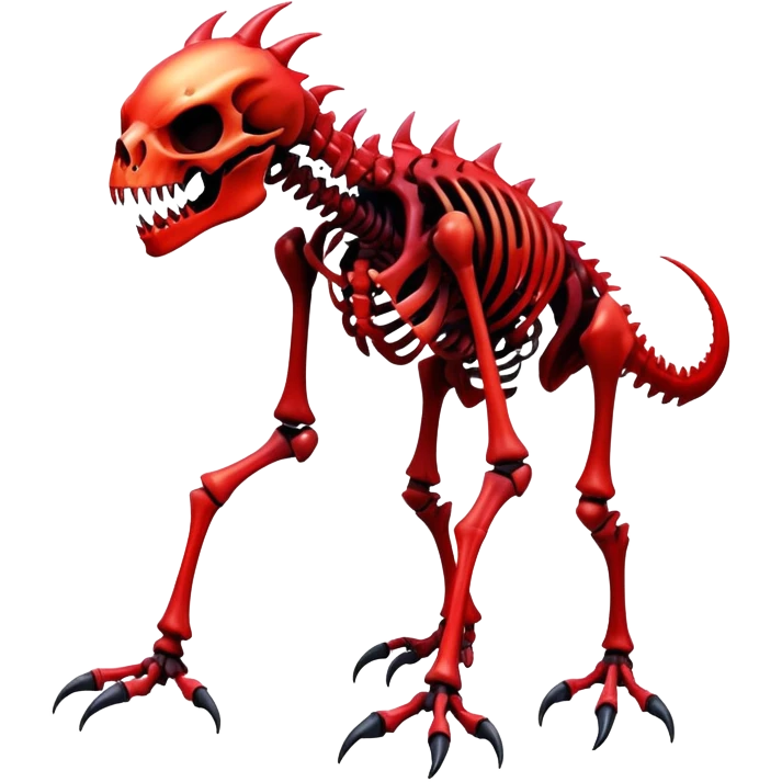 A black and red gradient epic shiny cool edgy skeletal animal-monster-creature, full body emoji