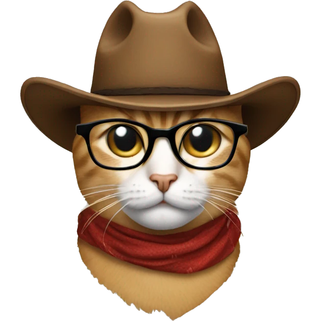 A cat with a cowboy hat and glasses on emoji