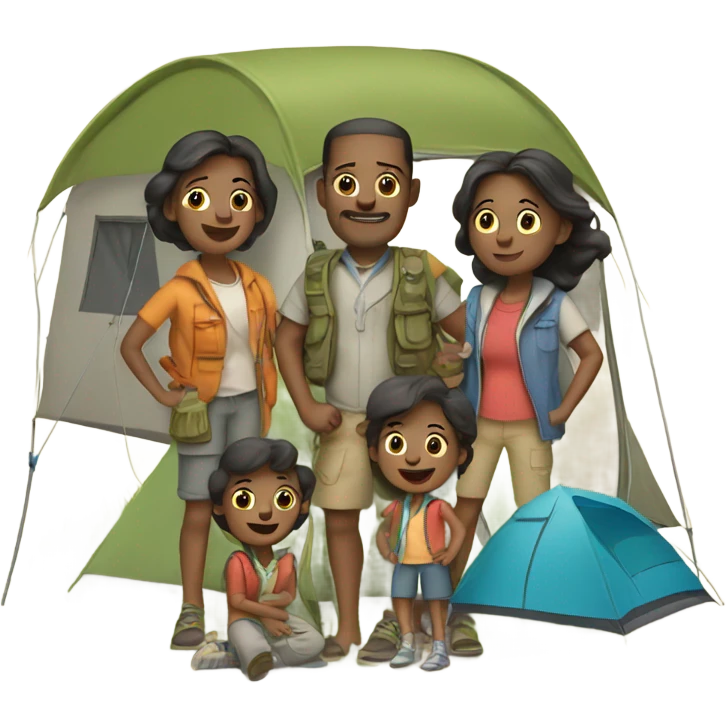 Family of 8 camping emoji