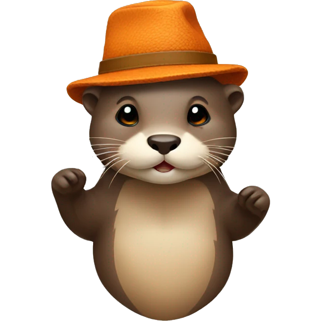 Otter wearing fall hat emoji