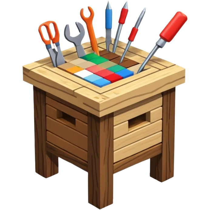crafting table with tools like a minecraft style cube crafting table 100% like a minecraft table crafting emoji