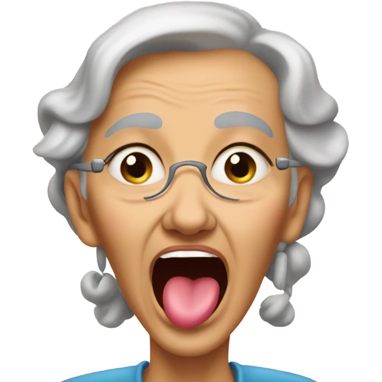 grandma with her tongue out emoji