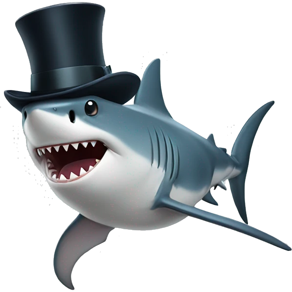 Shark with a top hat emoji