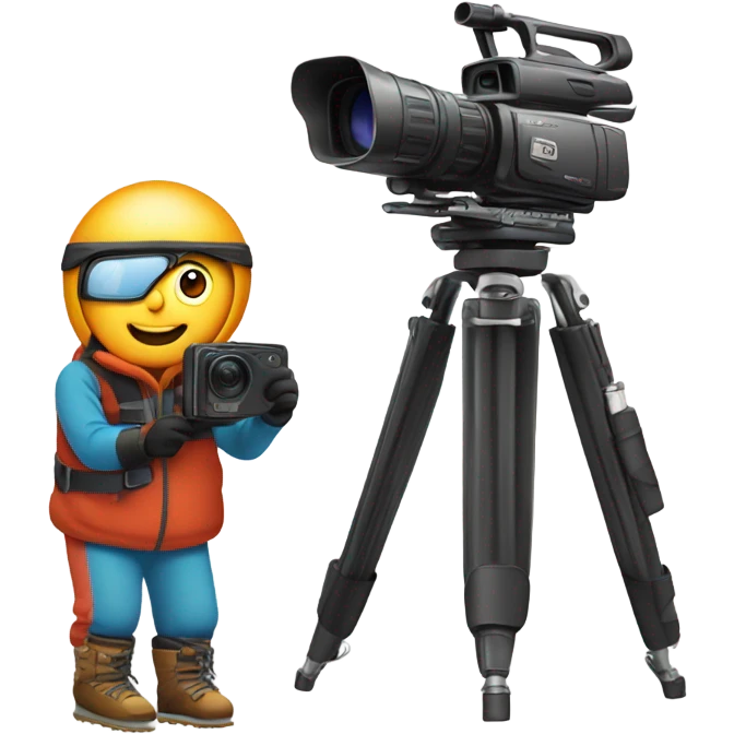 Skier filming skier on an old camcorder  emoji