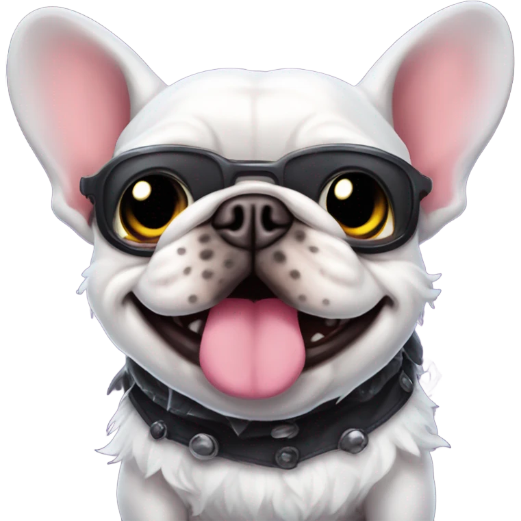 Brindal fluffy frenchie wearing monsters ink costume  emoji