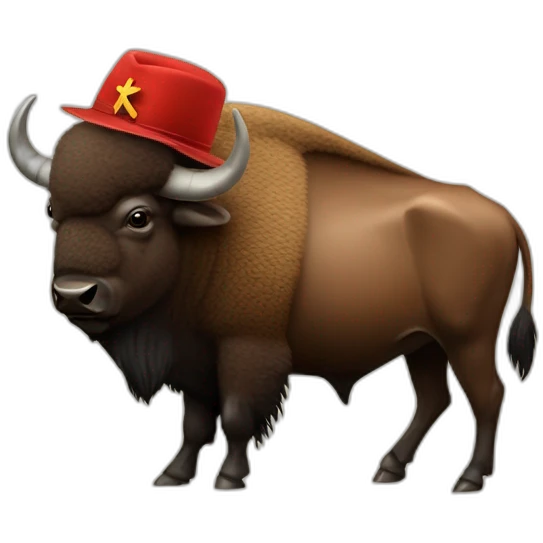 bison wearing a hat with a hammer and sickle emoji