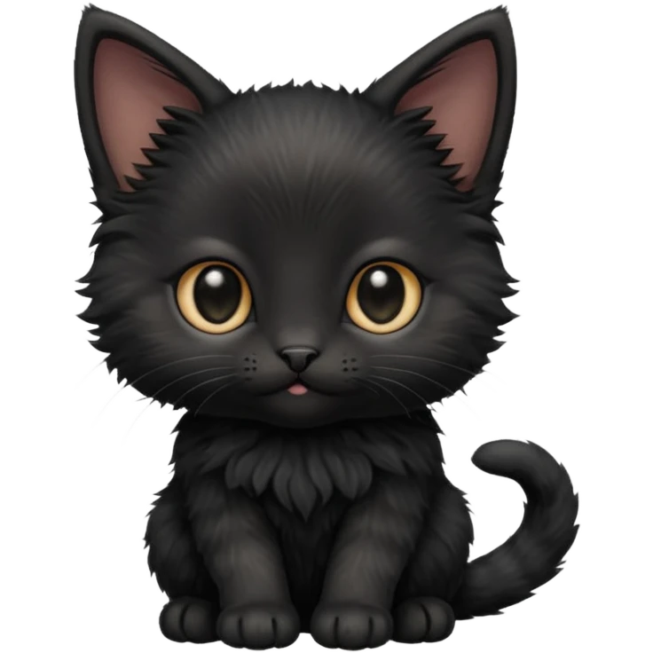 A photo-realistic digital illustration of a black kitten emoji