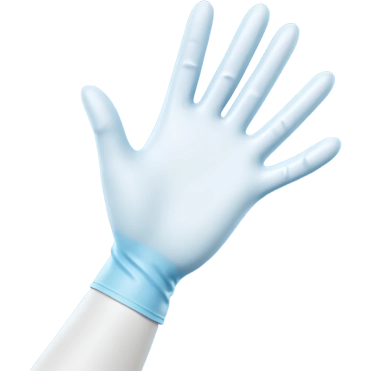 3D render of Latex Glove, forensic investigation aesthetic, sterile clinical lighting, cool blue undertones, sharp high-contrast details, professional clean look. emoji