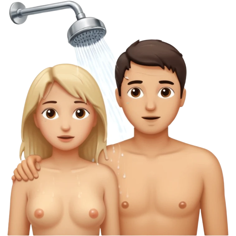 Woman ansman in shower naked emoji