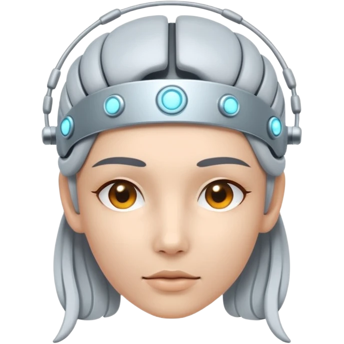 Minimal emoji of a futuristic neural headband with glowing nodes, clean lines, soft sci-fi glow, flat icon style emoji