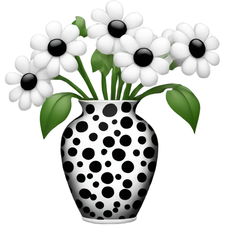 Flowers in black and white polka dot vase  emoji