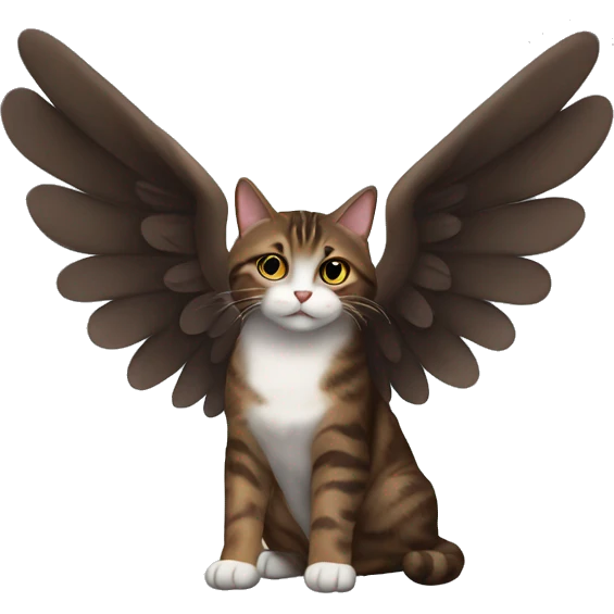 Dark brown tabby cat with angel wings  emoji