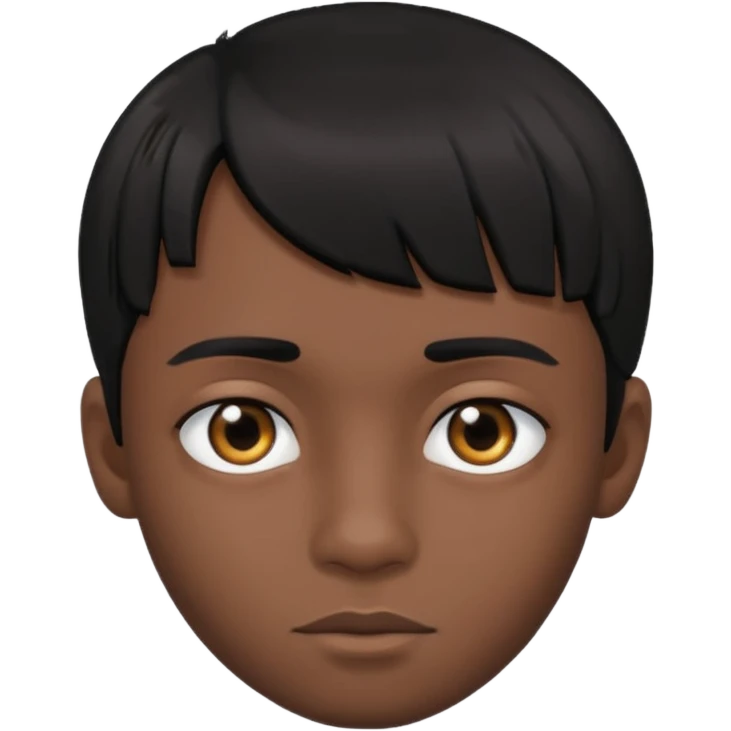 Dark brown boy, with fringe black hair, black eyes emoji