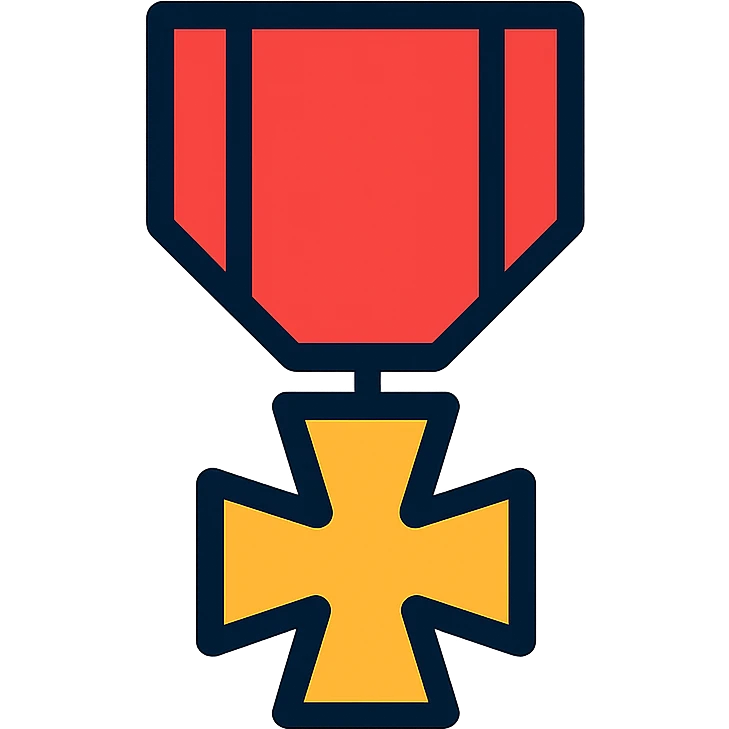 medal ribbon with red band and gold Balkenkreuz, 64x64 pixels, clear and simple, icon style emoji