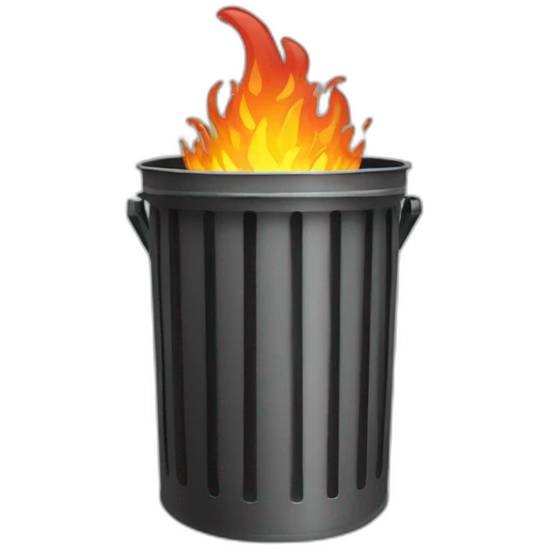 trash can on large fire emoji