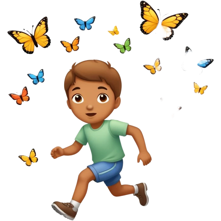 child chasing butterflies emoji