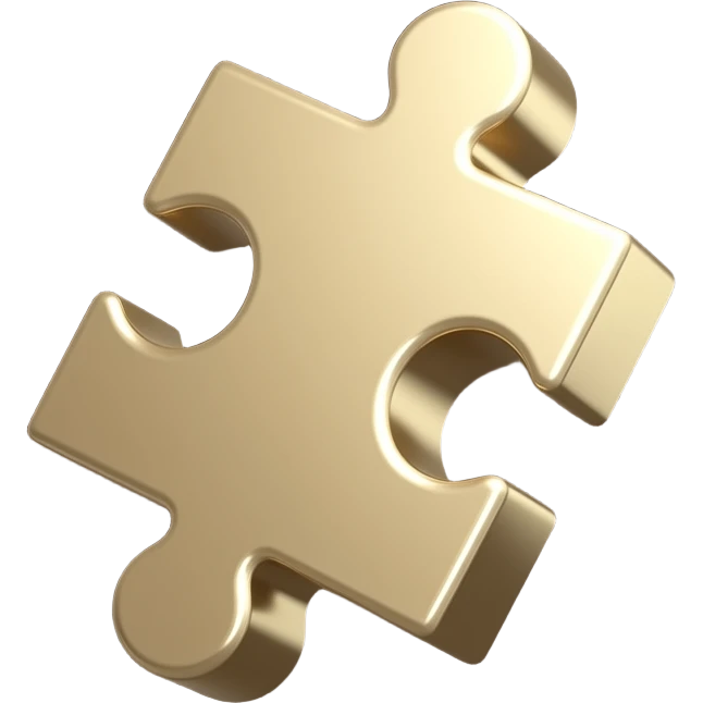 3d-beige -puzzle-piece-emoji polished-metal-texture,-floating-on-a-deep-midnight-brown-background--soft-dramatic-studio-lighting,-cinematic-rim-light emoji