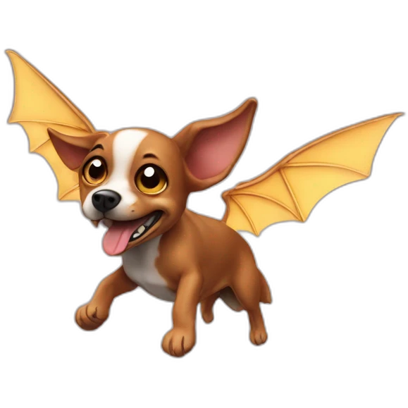 flying dog with bat wings on steak of ears emoji
