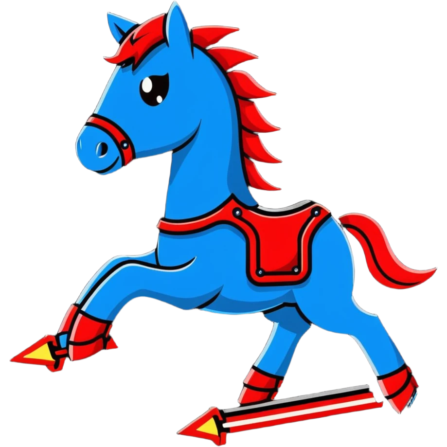 fast electric horse made of electricity, metal plates, bolts, visible blue and red wires, lightning coursing through its body, robotic appearance emoji
