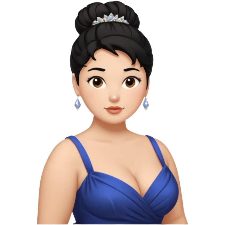 Messy bun black hair brown eyes glamorous full women emoji