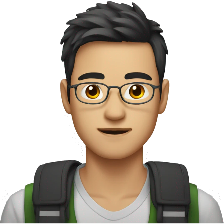 a male student in his 20s in Asia without glasses
 emoji