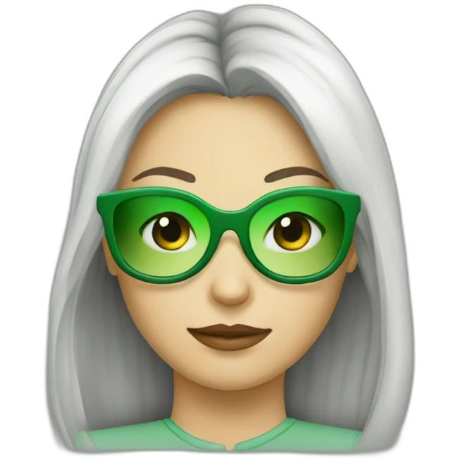Femme lunette verte avec une queue de cheval emoji