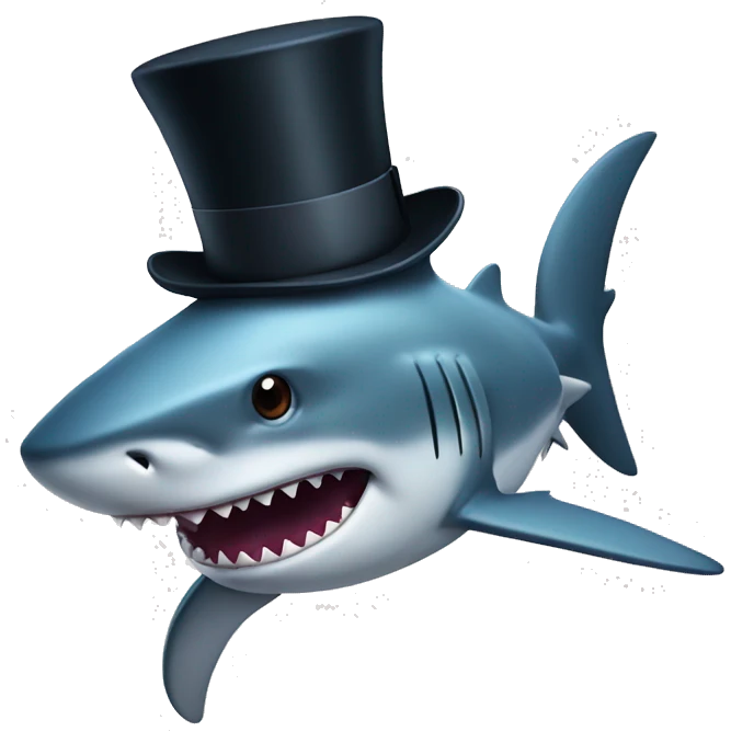 Shark with a top hat emoji