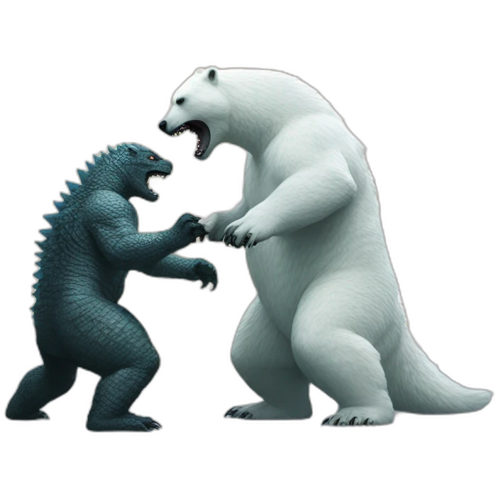 Godzilla fighting polar bear emoji