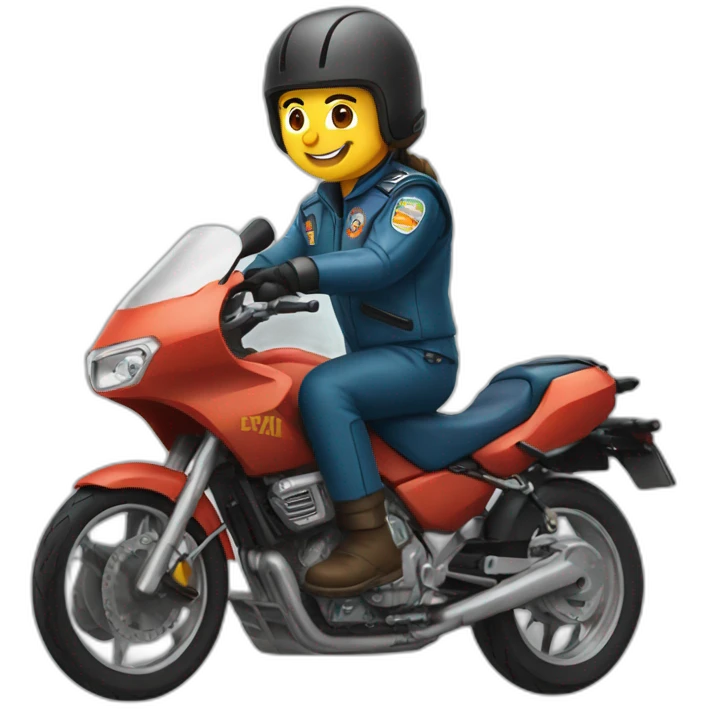 Águia pilotando uma moto emoji