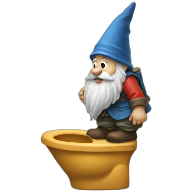 side view of gnome taking a dump emoji