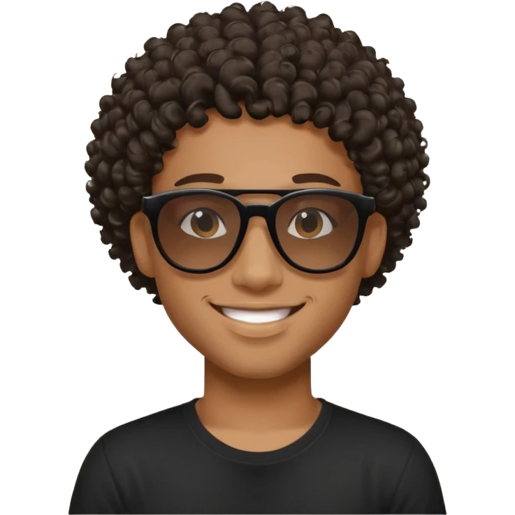 new york, cool young black guy with shades, curly hair, nice smile emoji