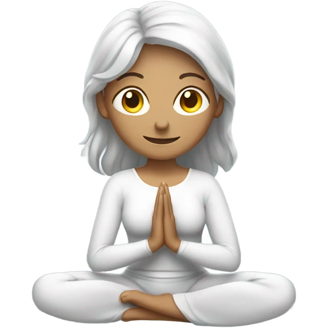 Caucasion women with silver hair doing yoga emoji