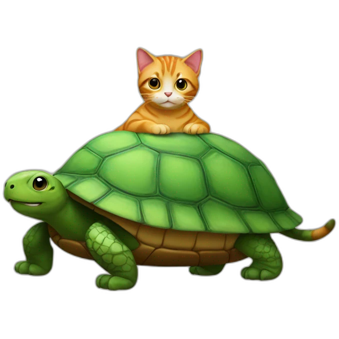 Cat on a turtle emoji