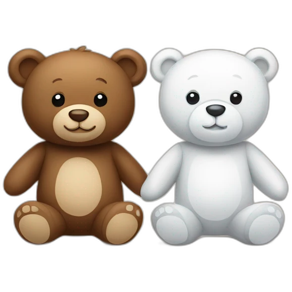 brown teddy bear and white teddy bear in love emoji