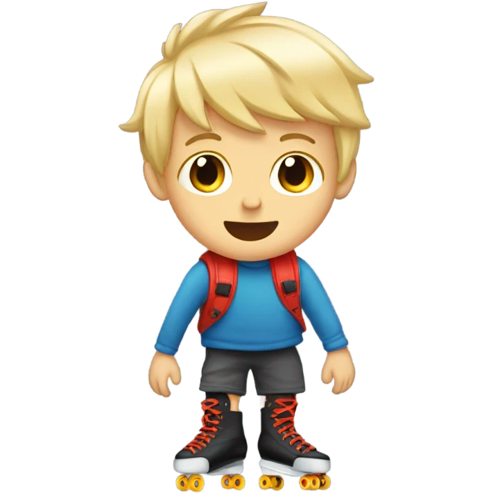 Blonde boy feet have inline skates emoji