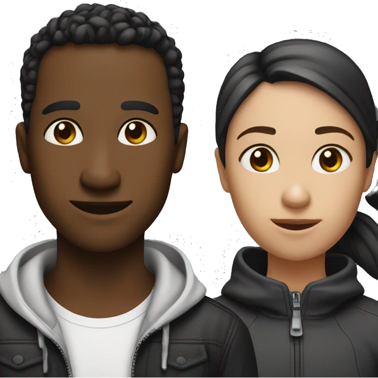 a couple one white and the other black emoji
